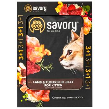 Набір корму для кошенят Savory Kitten pouch 3+1 шт х 85 г - ягня та гарбуз - купити, ціни на MasterZoo - фото 4