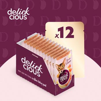 Корм влажный Delickcious Полоски с лососем и сыром для кошек 85г - купить, цены на - фото 3