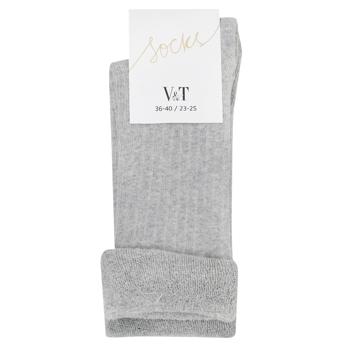 V&T Classic Ribbed Women's Socks s.23-25 Grey