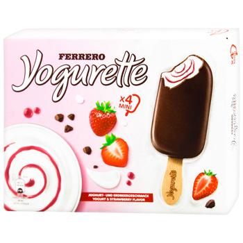 Морозиво ескімо Ferrero Yogurette молочне зі смаком йогурту та полуниці 4шт 160г