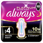 Always Ultra Platinum Ultra Secure Night Hygienical Pads 10pcs
