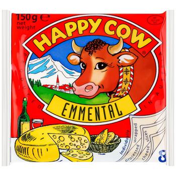 Сир плавлений Happy Cow Емменталь скибочками 35% 150г - купити, ціни на Auchan - фото 1