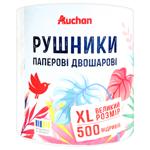 Рушник Auchan целюлозний білий 2 шари 500 відривів