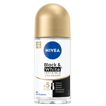 Антиперспірант кульковий Nivea Black&White Invisible Гладкий шовк 50мл - купити, ціни на КОСМОС - фото 1