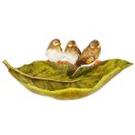 Bona Di Leaf Shaped Stand with Birds 26.5x17.5x10cm Green