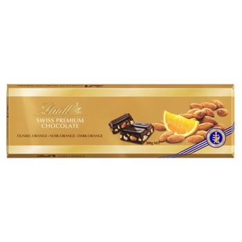Шоколад черный Lindt с апельсином и миндалем 300г