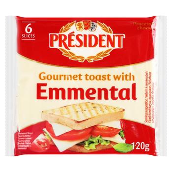 Сыр плавленый President Emmental для тостов 40% 120г - купить, цены на Идеал - фото 1