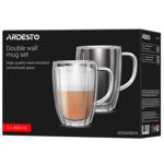 Ardesto Glass Cups Set with Handles 450ml 2pcs