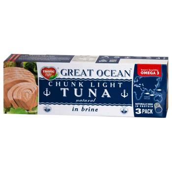 Тунець Tropic Life цілий у власному соку 3шт*80г - купити, ціни на Чудо Маркет - фото 1