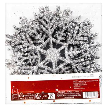 Набір сніжинок Tarrington House срібний 11см 6шт - купити, ціни на METRO - фото 1