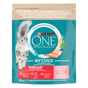Корм сухой Purina One Sterilcat с лососем и пшеницей для стерилизованных кошек 800г - купить, цены на MasterZoo - фото 1