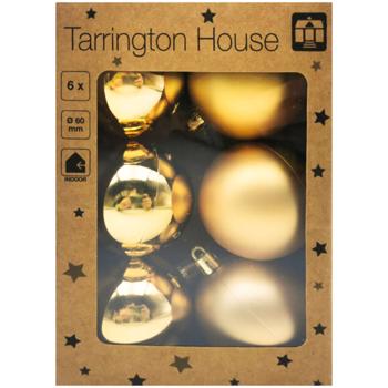 Шар елочный Tarrington House золотой 6см 6шт - купить, цены на - фото 2