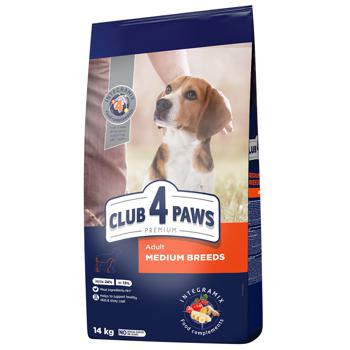 Club 4 Paws Premium Dry Food with Chicken for Adult Dogs of Medium Breeds 14kg - buy, prices for Auchan - photo 1