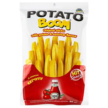 Палочки Potato Boom оригинальные со вкусом картофеля с кетчупом 50г - купить, цены на Чудо Маркет - фото 1