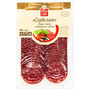 Fine Life Cervelat Sliced Raw-smoked Sausage High Grade 80g - buy, prices for METRO - photo 1