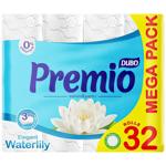 Туалетная бумага Диво Premio Waterlily 3-слойная 32шт