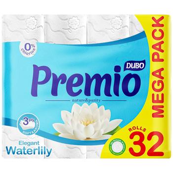 Туалетний папір Диво Premio Waterlily 3-шаровий 32шт