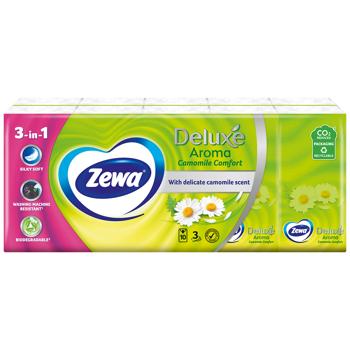 Zewa Deluxe Handkerchiefs with chamomile aroma 3 layers 10pcs - buy, prices for ULTRAMARKET - photo 1
