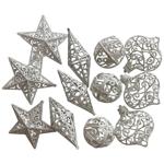 Happy Holidays Set of White Christmas Tree Decorations with Glitter 7-10cm 12pcs