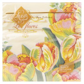 Салфетки столовые Luxy Красочный цвет тюльпанов 3-слойные 33х33см 18шт