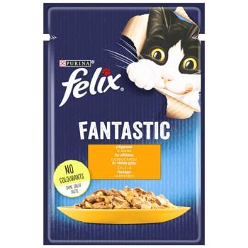 Корм вологий Felix Fantastic з куркою для дорослих котів 85г - купити, ціни на MasterZoo - фото 1