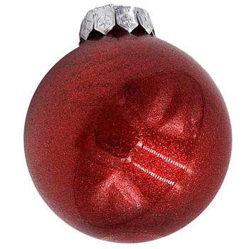 Шар елочный Безант глиттер прозрачный красный 8см - купить, цены на - фото 2