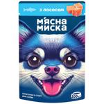 Корм для собак Мясная Миска кусочки в соусе с лососем 100г