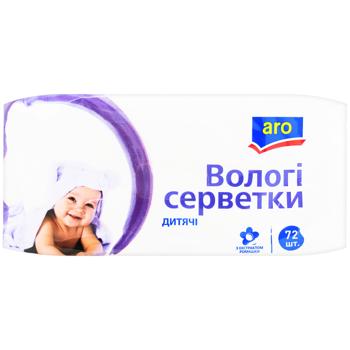 Серветки вологі Aro дитячі з екстрактом ромашки 72шт - купити, ціни на METRO - фото 1