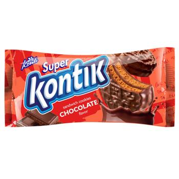 Konti Super Kontik Sandwich Cookies with Chocolate Flavor in Glaze 90g - buy, prices for NOVUS - photo 1