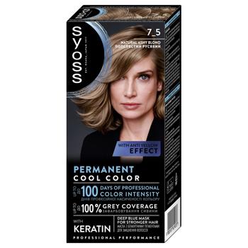 Syoss 7-5 Natural Ashy Blonde Cream Hair Dye 115ml - buy, prices for COSMOS - photo 1