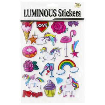Unicorns and Flamingos Embossed Fluorescent Plastic Sticker 10*30cm