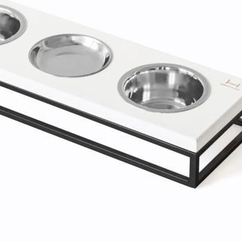 Harley and Cho Lunch Bar White Wood + Black S Bowls on Stand 12cm 3x450ml - buy, prices for MasterZoo - photo 2