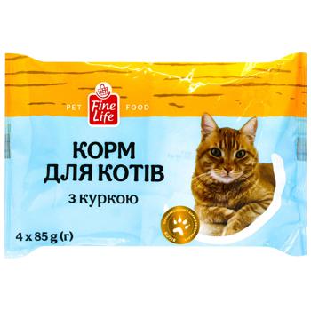 Fine Life Wet Food with Chicken for Adult Cats 85g x 4pcs