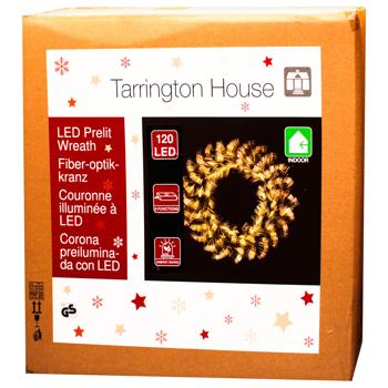 Венок Tarrington House со светодиодной подсветкой 120LED 65см