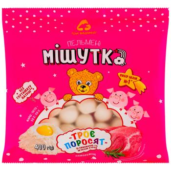 Three Bears Mishutka Three Piglets Dumplings with Pork and Chicken Meat 400g