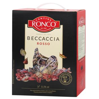 Вино Cantine Ronco Beccaccia Rosso красное сухое 11,5% 3л - купить, цены на NOVUS - фото 1