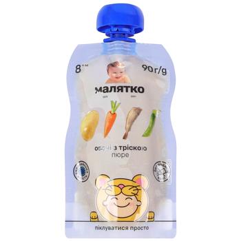 Пюре Малятко Овочі з тріскою 90г - купити, ціни на Cупермаркет "Харків" - фото 1