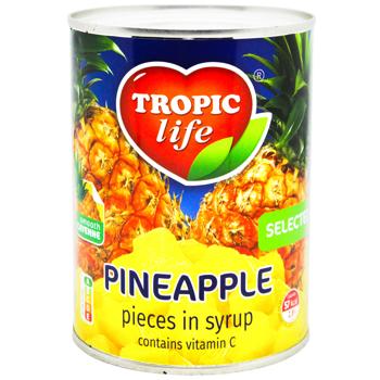 Ананас Tropic Life шматочки в сиропі 580мл