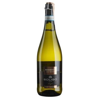 Вино игристое Soligo Prosecco Treviso Liga Tappo Spago белое сухое 11% 0,75л - купить, цены на МегаМаркет - фото 1
