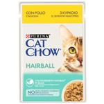 Корм вологий Cat Chow Hairball з куркою та квасолею для виведення шерсті у котів 85г