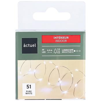 Гирлянда внутренняя Actuel 20LED белая на батарейках 1,05м