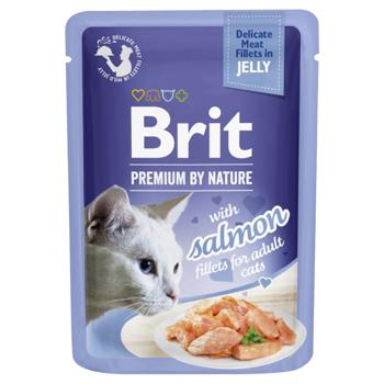 Корм вологий Brit Premium з філе лосося для дорослих котів 85г - купити, ціни на КОСМОС - фото 1