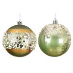 Decoris Glitter Green Christmas Tree Ball 8cm in assortment