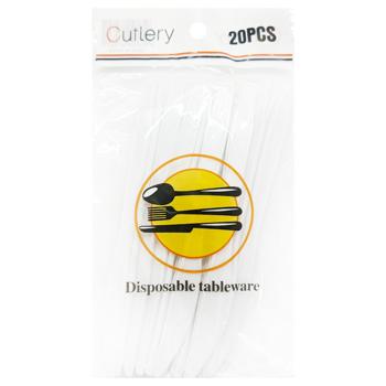 Plastic White Knives 155mm 20pcs