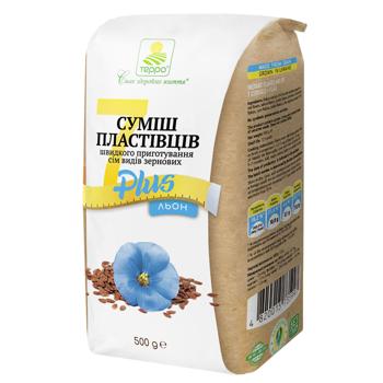 Суміш пластівців 7 видів зернових + льон Терра м/у 500г - купить, цены на Чудо Маркет - фото 1