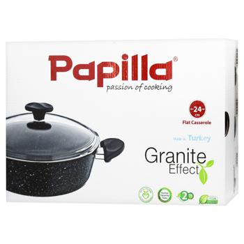 Papilla Granite Effect Aluminum Flat Casserole with Lid 24cm