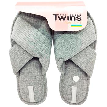 Twins 9182 HS-VL Women's Velour Сross Gray Slippers s.40