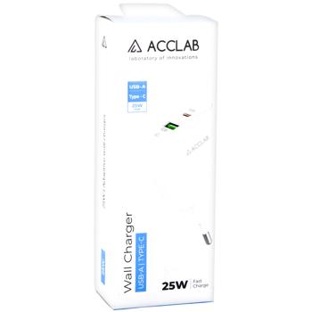 Мережевий зарядний пристрій Acclab AL-TC252 25W USB-C PD+USB-A QC3.0 White - купити, ціни на КОСМОС - фото 2