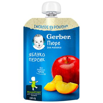 Gerber Apple-Peach Puree for Children 150g - buy, prices for NOVUS - photo 1