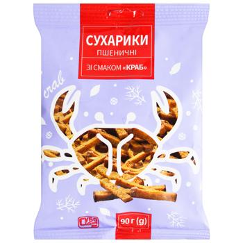 Сухарики Субота пшеничні зі смаком краба 90г - купити, ціни на КОСМОС - фото 1